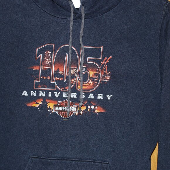 HARLEY DAVIDSON BLACK WISCONSIN HOODIE 105th Anniversay WOMEN'S SIZE L Preowned - Picture 5 of 7